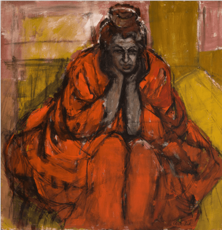 Shirley Gorelick, Untitled (seated woman in red robe)
