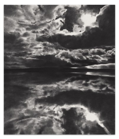 Horizon Bent By Light, 2018, Charcoal and pastel on paper, 44 1/8 x 37 7/8 inches,112.1 x 96.2 cm
