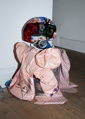 Allan Gardner Wannabe Baller, 2020 Wastepaper bin, inflatable sex doll, six pack of bud light and custom office basketball hoop