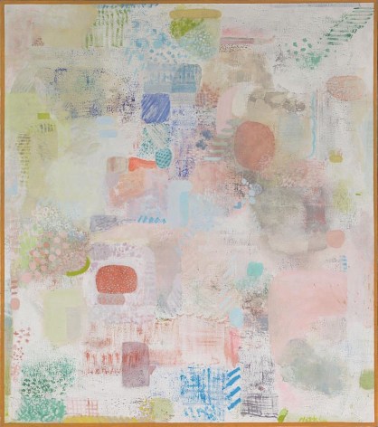 Image of Robert Natkin's painting "Field Mouse #1" featuring an abstract canvas with colorful pastel dots and ovals.