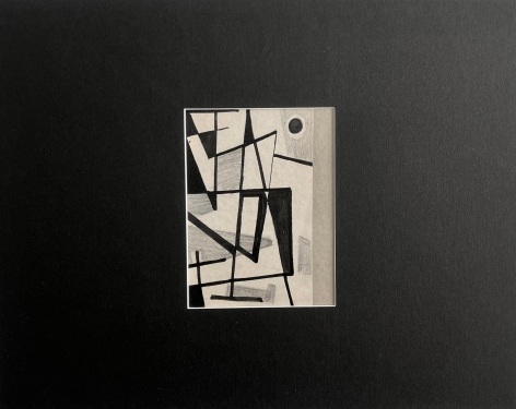 Image of matted view of untitled (002) black and white abstraction by Vaclav Vytlacil.