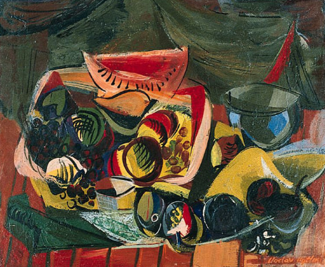 Image of Vaclav Vytlail's sold still life abstract painting with melons.