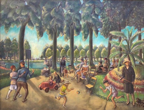 Image of sold painting entitled &quot;English Garden in Fontainebleau&quot; by William C. Palmer.