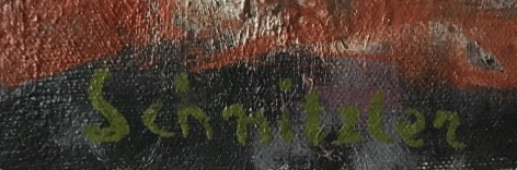 Signature on oil painting &quot;#2 (5)&quot; by Max Schnitzler.