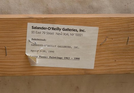 Salander Gallery label verso Rum Boat by Larry Poons.