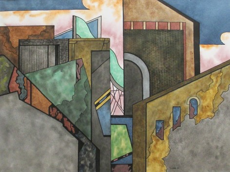 Sold watercolor entitled &quot;Old Industry&quot; by Easton Pribble.