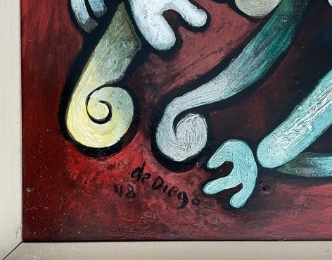 Image of signature and date on &quot;The Magician&quot; painting by Julio De Diego.