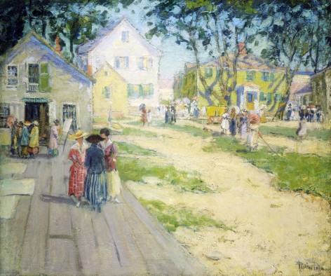 Image of sold oil painting by Pauline Palmer of an outdoor sketch class on Cape Cod.