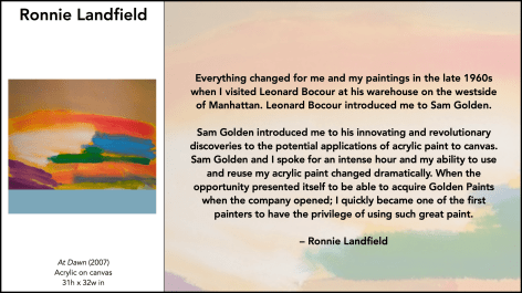 Image of artist statement by Ronnie Landfield for the exhibition &quot;Object Matter&quot; at Caldwell Gallery Hudson.