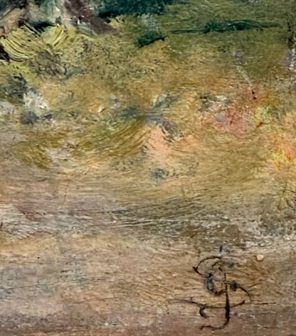 Close up of artist's signature monogram on "Rainbow" painting by Seymour Joseph Guy.