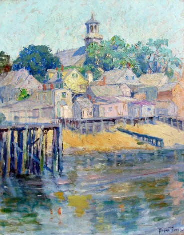 Image of sold oil painting by Pauline Palmer showing the Provincetown Pier at low tide.