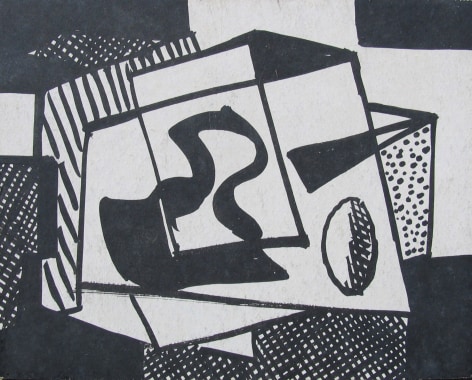 Image of sold untitled abstraction #974 in black by Vaclav Vytlacil.