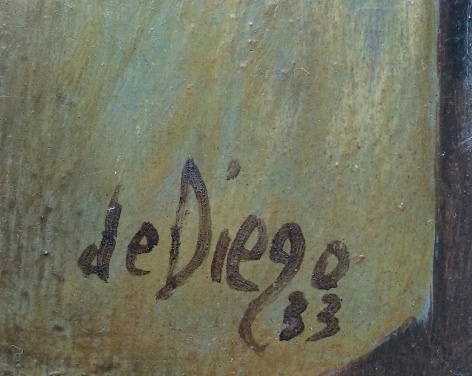 Image of the signature on &quot;Girl in Doorway&quot; painting by Julio De Diego.