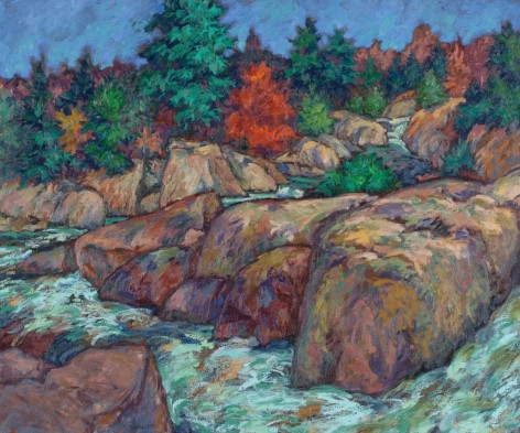 Sold oil painting of Moose River at Lyonsdale by Easton Pribble.