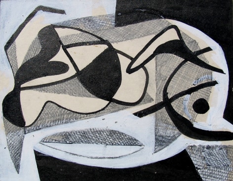 Image of sold untitled abstraction #018 in black, grey and white by Vaclav Vytlacil.