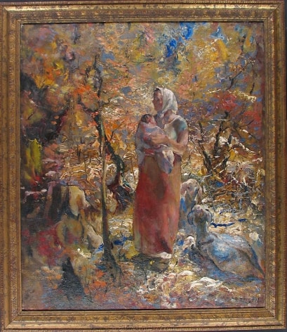 Image of gold painted frame on &quot;Mother and Child oil painting by John Costigan.
