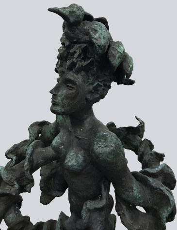 Detail of Yulla with Elaborate Head Piece sculpture by Yulla Lipchitz.