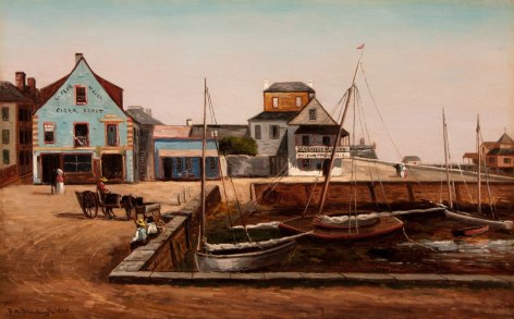 Oil painting by Frank Henry Shapleigh entitled &quot;The Plaza Basin, St. Augustine Florida