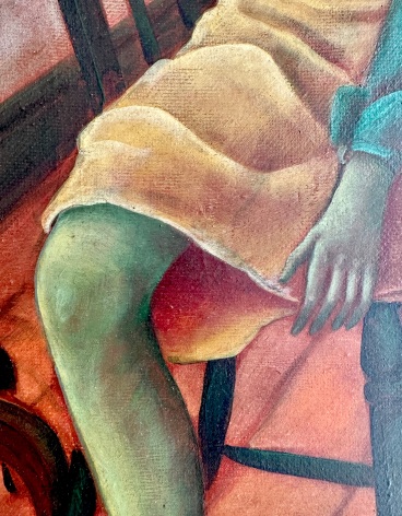 Image of knee detail on Julio De Diego's painting &quot;Girl in Interior.