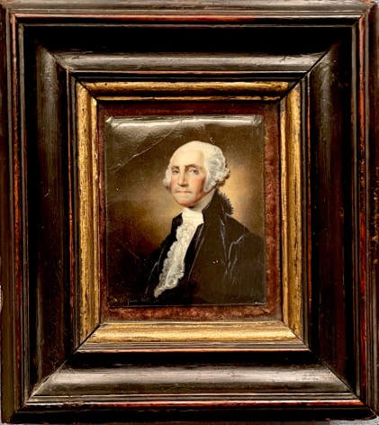 Frame view of William Birch's enamel portrait of George Washington.