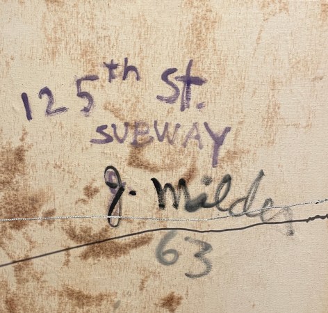 Verso inscription of 125th Street Subway painting.