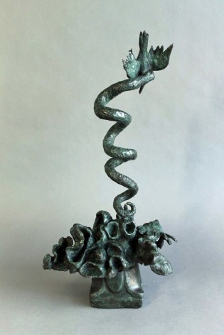 Image of Yulla Lipchitz bronze entitled &quot;Snake &amp; Bird&quot;.