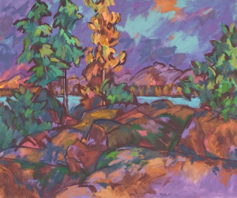 Oil painting of Mount Desert from Cranberry Island by Easton Pribble.