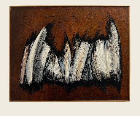 Image of wooden stick frame on untitled #010 abstract painting by Frederik Ottesen