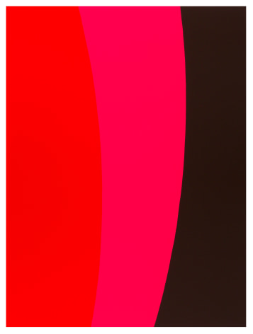 Image of Ann Walsh's 2014 geometric abstract painting on plexiglas in red, pink and black.