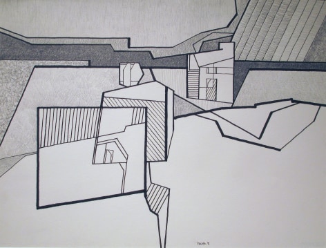 Sold ink and pencil drawing of a farm landscape by Easton Pribble.