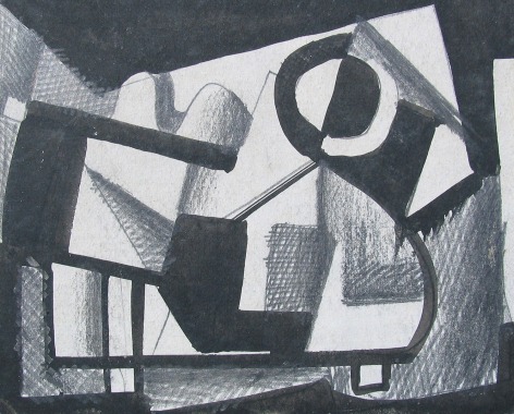 Image of sold untitled abstraction #007 in black, grey and white by Vaclav Vytlacil.