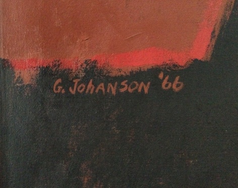 Signature on &quot;Teatime for Nudes&quot; painting by George Johanson.