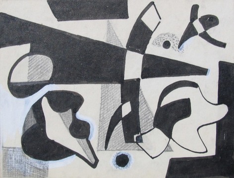 Image of sold untitled abstraction #969 in black, grey and white by Vaclav Vytlacil.