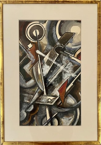 Image of frame on John Von Wicht's gouache abstract painting &quot;Conflict.&quot;
