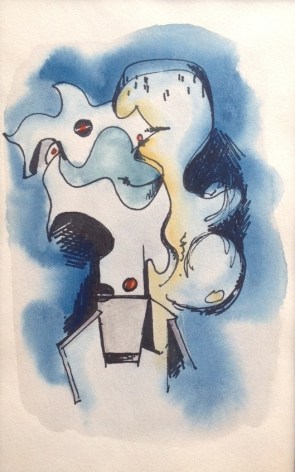 Image of sold untitled mixed media abstract figure by Hans Burkhardt.
