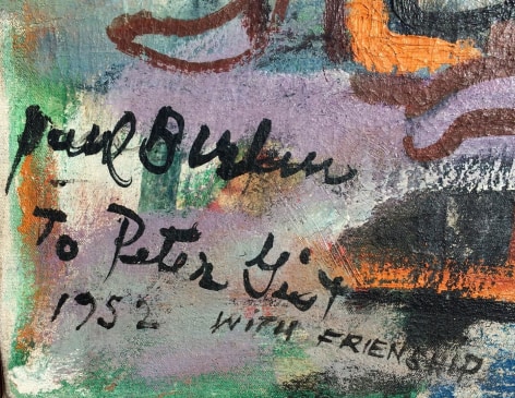 Image of signature, date and inscription on &quot;Composition&quot; painting by Paul Burlin.
