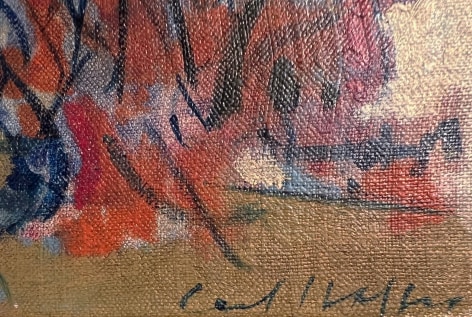 Signature on untitled abstract painting by Carl Holty.