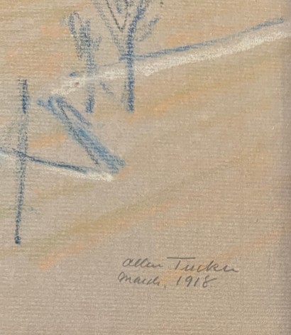 Image of signature and date on pastel &quot;Hillside&quot; by Allen Tucker.