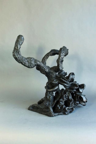 Yulla Lipchitz bronze abstract sculpture of a woman twined with/into a tree trunk.