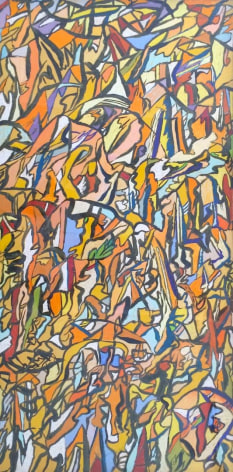 Image of untitled (MaFr006) painting by Fred Martin in pastel and acrylic abstractions in many colors.