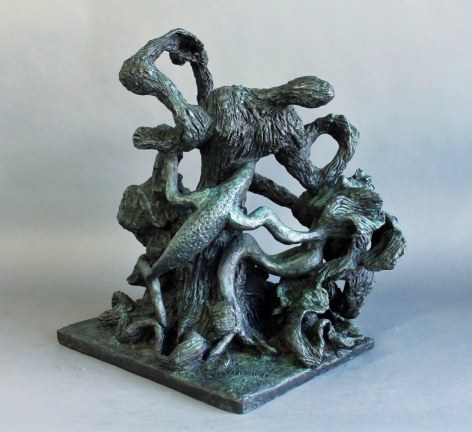 Image of sold Yulla Lipchitz bronze statue entitled &quot;Man, Woman &amp; Creatures&quot;.