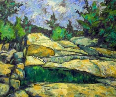 Oil painting of the Moose River pool at Lyonsdale by Easton Pribble.
