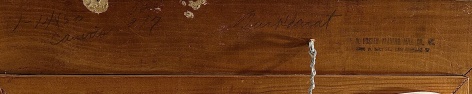 Image of verso signature on still life painting of fruit and wine by Hans Burkhardt.