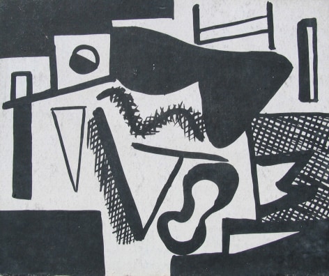 Image of sold untitled abstraction #987 in black by Vaclav Vytlacil.