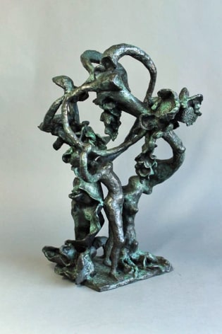 Image of Yulla Lipchitz bronze sculpture showing an abstract woman dancing around trees.
