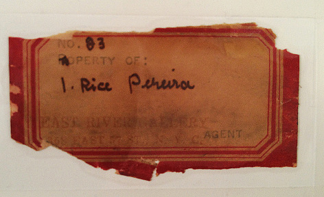 Label verso on Masts by Irene Rice Pereira.
