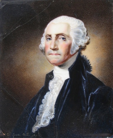 Image of a miniature enamel portrait of George Washington by artist William Birch.
