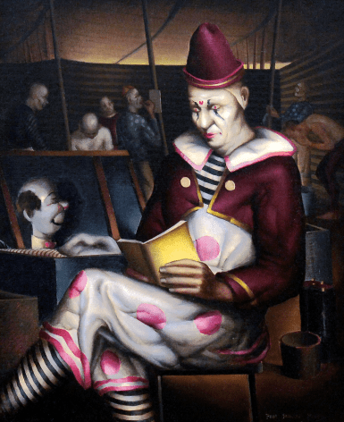 Clown Reading painting by Paul Sample.