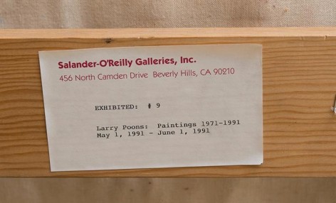 Salander Gallery Label Verso Rum Boat by Larry Poons.