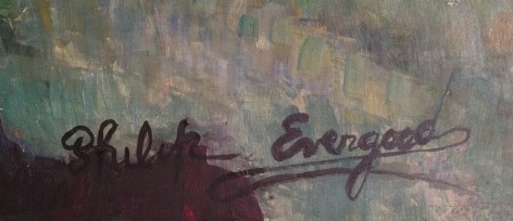 Image of signature on &quot;Eat More Cranberries&quot; painting by Philip Evergood.